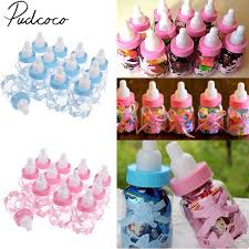 2018 Brand New 12 Fillable Bottle Baby Shower Favors Decor Keepsake Plastic Milk Bottle Hot Candy Can Baby Shower Bottle Cups Aliexpress