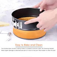 Invert the cake onto your hands, holding onto the parchment to support the cake (have someone help you with this). Springform Pan Set Of 3 Leakproof Nonstick Cake Pans Round Cake Pan Set Includes 3 Pieces 7 9 11 Bakeware Cheesecake Pan Springform Pan With Removable Bottom And 50 Pcs Parchment Paper Buy Online At Best