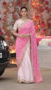 Alia Bhatt In Pink Saree Indian Sari Dress Saree Designs Saree Look Alia bhatt attended the news 18 reel awards event wearing a red embroidered organza saree with matching sleeveless blouse by sabyasachi. alia bhatt in pink saree indian sari