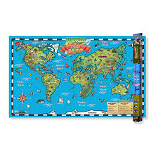 Kids World Map Wall Chart With Interactive Map