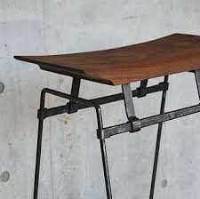 Artist Blacksmith Studio Zwei Metal Furniture Wood Stool Steel Furniture