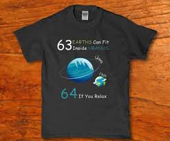 Approximately 4 earths would equal the diameter of uranus. 63 Earths Can Fit Inside Uranus 64 If You Relax Adult Unisex T Shirt Lees Krazy Tees