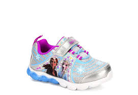 Silver Disney Girls Infant Frozen Light Up Sneaker Athletic Rack Room Shoes