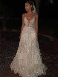 Glamorous A Line Sequins Wedding Dress Spaghetti Straps Long Lace Bridal Gowns Bc2481 Wedding Dress Sequin Sparkle Wedding Dress Prom Dresses Modest
