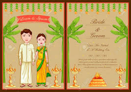 Modern indian wedding invitations are as rich as an indian wedding. Illustration Of South Indian Couple On Indian Wedding Invitation Template Background Royalty Free Cliparts Vectors And Stock Illustration Image 140159501