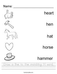 Draw A Line To The Matching H Word Worksheet Twisty Noodle H Words Phonics Worksheets Worksheets