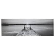 Panoramic Black And White Canvas Prints Sagebrook Home Panorama Black And White Pier Canvas Print White Canvas Art Nature Canvas Painting Black And White Canvas