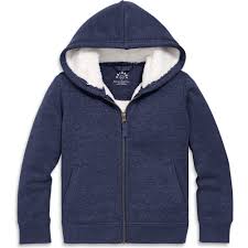 Teddy Fleece-Lined Zip Hoodie, Heather Navy - Primary Outerwear | Maisonette