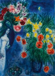 15,7 x 15,7 inches copyright bruni eric. Chagall Marc Les Amoureux Aux Coquelicots Deux Bouquets A High Falls 1948 1952 Mutualart