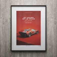 Intensive vorbereitung für 24 hours of le mans 1966 heritage footage with ford gt rediscovered! Poster Ford Gt40 Dan Gurney Rot 24h Le Mans 1966