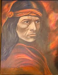 Native-American warrior ORIGINAL portrait oil