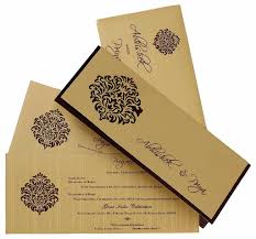 Browse our collection of unique and indian wedding cards with amazing deals and offers. Indian Wedding Card In Brown And Golden With Cutout Design Wedding Invitations Wedding Cards Online