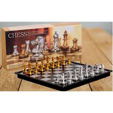 Well you're in luck, because here they come. Chess Set Folding Magnetic Board Gold Silver 32cm Mind Games Geelong