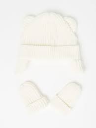 Cream Chenille Trapper Hat And Mittens Set Baby George At Asda