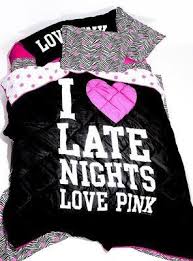 Vs Pink Bed New Victorias Secret Pink I Love Late Nights Bedding Comforter Blanket Nevresim Dekor Oda Dekoru