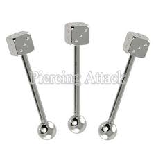14 Gauge Surgical Steel Dice Tongue Ring Barbell Tongue