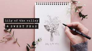 Lily of the valley flower drawing illustration. How To Draw Sweet Peas Lily Of The Valley Floral Illustration Youtube