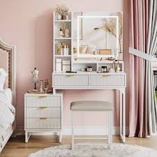 White Vanity Desk Makeup Set