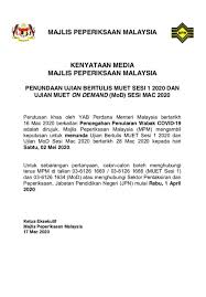 Cara semak keputusan muet sesi 1, 2 & 3 tahun 2021 secara online dan sms (muet result). Usminfo Muet Test To Be Postponed Dear All Session Facebook