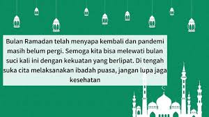 سويا الليلة ، أود أن أنقل أخباري الجيدة إلى المعلم. 13 Ucapan Selamat Menunaikan Ibadah Puasa Meski Berjarak Silahturahmi Harus Tetap Terjaga