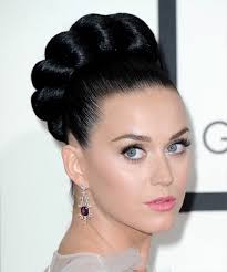 Updo hairstyles for black women. Katy Perry Long Straight Black Updo