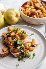 A Perfect And Hearty Winter Main Dish Is This Roasted Pork Loin With Pear Chutney The Chutney Goes Great On Almost An Pear Chutney Recipe Pork Loin Roast Pork