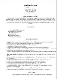 1 Construction Safety Officer Resume Templates Try Them Now Myperfectresume