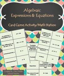 Multiple choice questions simplifying algebraic expressions. Algebraic Expressions And Equations Card Game Activity Or Station Math Expressions Algebraic Expressions Homeschool Math