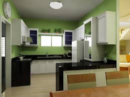 green wall painting kitchen design