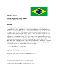 Economics case study approach questions to ask on research papers. Position Paper Brazil Intro