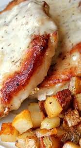 Skillet Pork Chops And Gravy With Fried Potatoes Pork Chops And Gravy Pork Recipes Pork Dishes