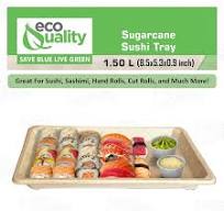 EcoQuality Compostable Sushi Trays X-Large - Natural Sugarcane Bagasse Take  Out Sushi Container - Biodegradable Disposable Sushi Plate Eco Friendly ...