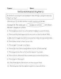 Englishlinx Com Figures Of Speech Worksheets Simile Worksheet Figure Of Speech Simile