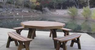 Octagon Picnic Table With Separate Benches Octagon Picnic Table Picnic Table Outdoor Furniture