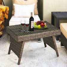 Bakulan teak root small console table hallway table. Costway Mix Brown Folding Rattan Side Coffee Table Patio Garden Outdoor Furniture Walmart Canada