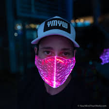 Led Rave Mask Light Up Mask Fiber Optic Red Mask Etsy Burning Man Outfits Fashion Face Mask Rave Mask