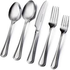 The most common type of composition found in rental situations, restaurants and catering functions is 18/10 and 18/0 and is what the basis of the 18 number refers to the percentage of chromium in the stainless steel flatware. 20 Piece Flatware Set Extra Thick Heavy Duty 18 10 Stainless Steel Silverware Sets Set For 4 Flatware Sets Walmart Com Walmart Com