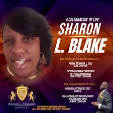 On behalf of Mr. Lynn Conner, Jr. and the entire staff of THEE Precious  Memories Mortuary, in conjunction with the Blake family, we release The  Official Notice of Transition that celebrates the