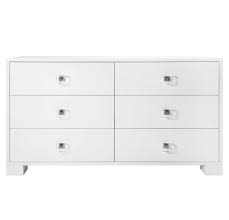 Worlds Away Louise Six Drawer Dresser With Nickel And Acrylic Hardware In White Lacquer Louise Whn Dresser Drawers Six Drawer Dresser Dresser