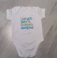 Embroidered Baby Vests In Various Sizes Various Quotes New Baby Gifts New Baby Products Baby Vest