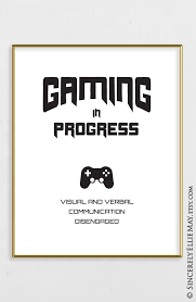 Funny Gaming Poster Gaming In Progress Wall Art Printable Etsy Gaming Posters Printable Wall Art Funny Games