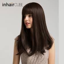 Inhaircube Long Straight Synthetic Hair Dark Brown Hair Party