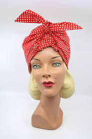 The House of Hats Vintage 1960s Red Polka Dot Fabric Turban Headscarf Hat