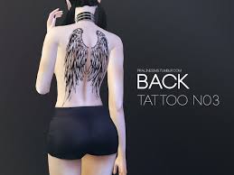 Mythology, crowns, crosses, bright beams and roses are popular symbolic imagery that tie in perfectly with angel wings. Pralinesims Angel Wings Back Tattoo N03