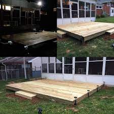 Platform Deck 15ft Long By 12ft Wide This Deck Was Fairly Easy To Build I Will Be Staining It Late Platform Deck Outdoor Living Deck Deck Design