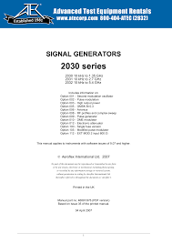Sometimes, but not always, factors like the voltage, fuel type, and serial number may determine whether or not a particular part will fit your particular unit. 2030 Series Signal Generators Operating Manual Manualzz