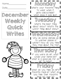 December Quick Writes Fun Prompts One Sheet For The Week Christmas Writing Prompts Classroom Writing Christmas Writing
