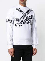 DSquared² Cotton Logo Tape Sweatshirt in White for Men - Lyst
