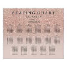 Rose Gold Faux Glitter Pink Ombre Seating Chart 17
