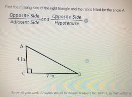 Use the pythagorean theorem to calculate the hypotenuse from right triangle sides. Find The Missing Side Of The Right Triangle And The Chegg Com